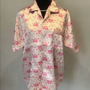 Pink Bear Print Satin Top